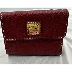 Dooney & Bourke Pebble Grain Leather Small Flap Wallet Burgundy Leather